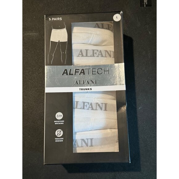 Alfani Men's Core Trunks, 5 Pack, White, Size L, NIB - Picture 2 of 3